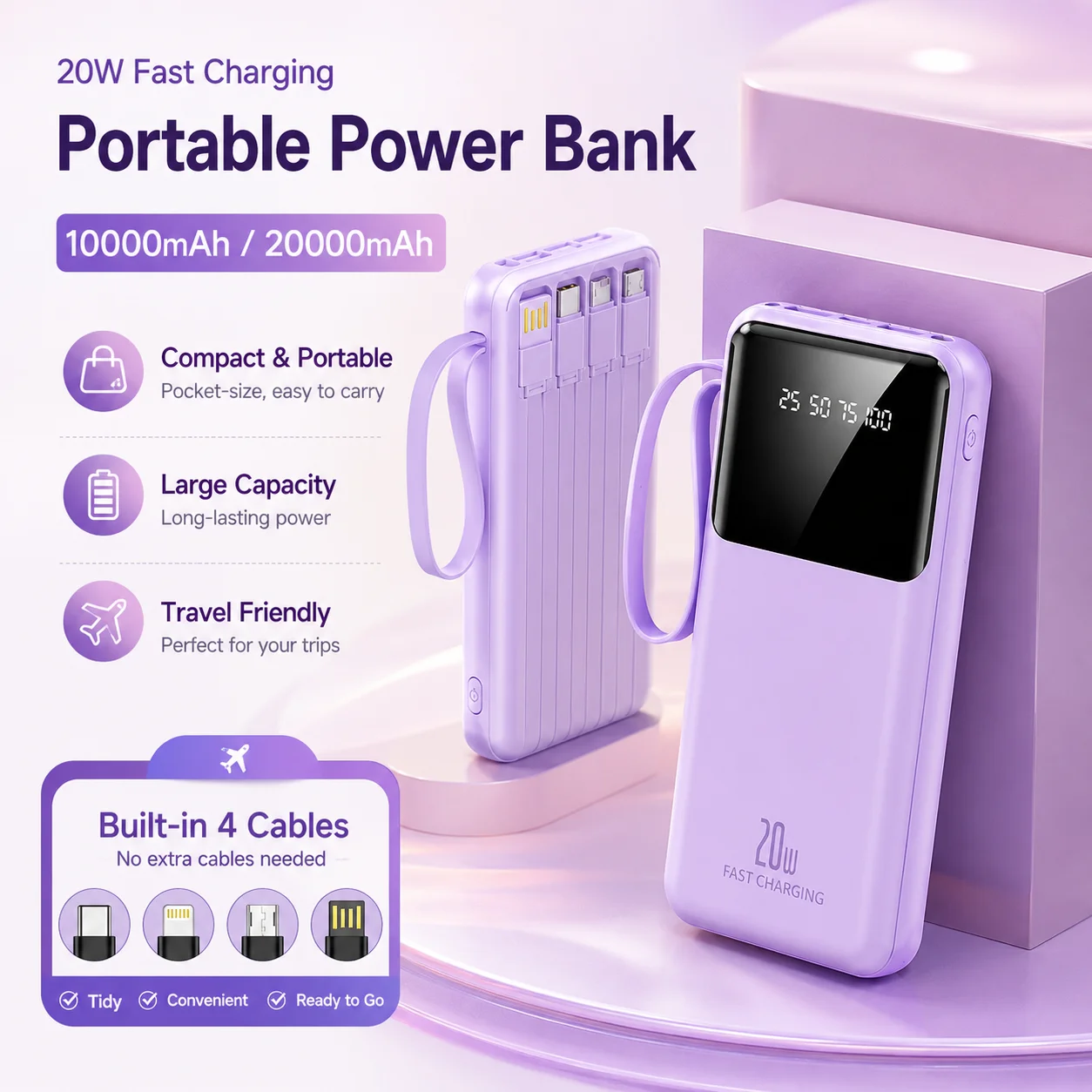 10000mAh 20000mAh Power Bank For iPhone Android phone Quick Charge Powerbank Portable External Battery  carregador portátil