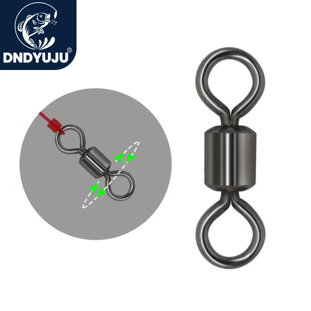 DNDYUJU 50PCS Rolling Swivel Solid Ring LB Lures Fishing Hooks Barrel Bearing Fishing Connector