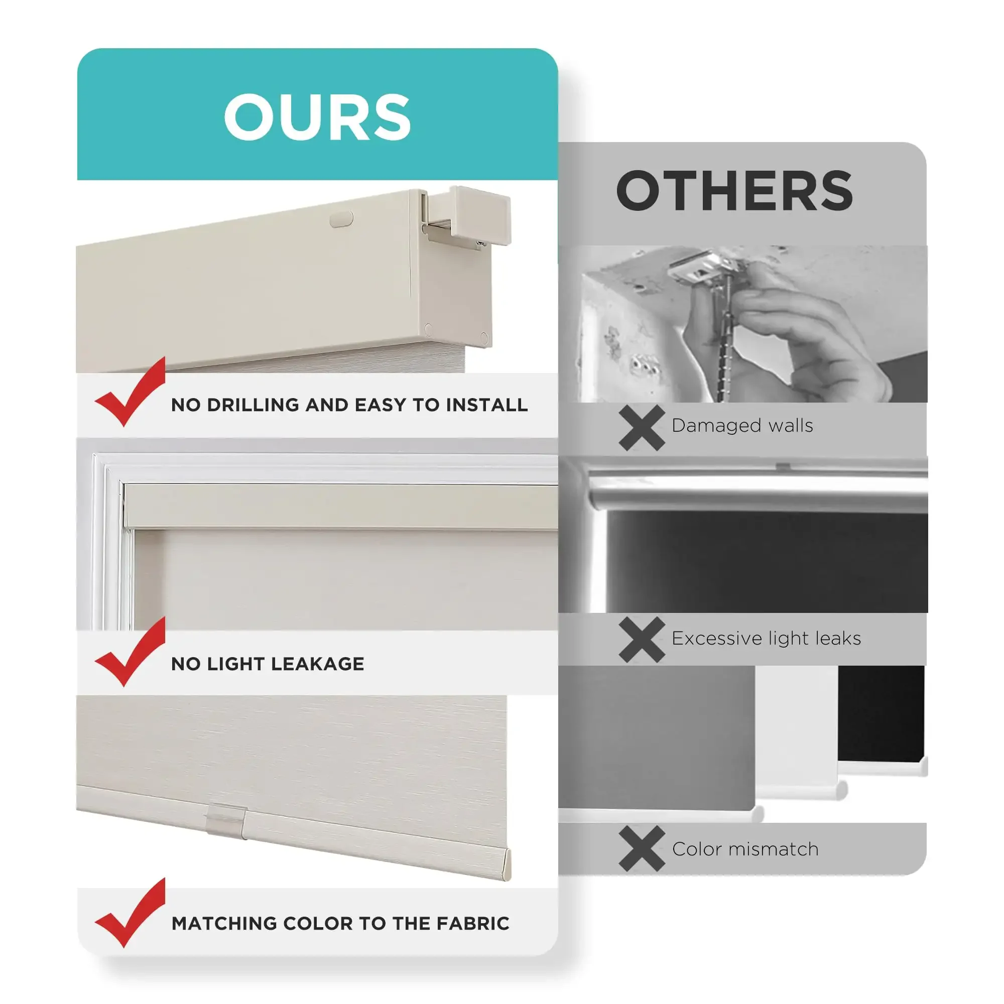 2025 حار بيع نمط جودة عالية اللون البيج دليل الربيع سهلة التركيب لا الحفر الستائر الدوارة لنوافذ