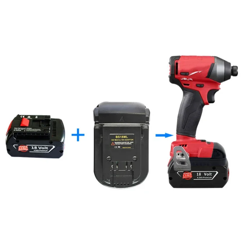ZWINCKY Battery Adapter For Bosch BAT 18V Li-Ion Battery Convert To For Milwaukee 18V Lithium Power Tool Converter BS18ML