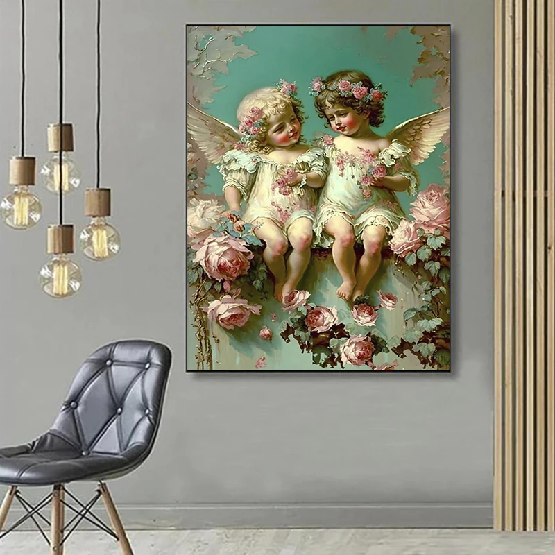 2024 New 5D DIY cherub Diamond Painting Kit cherub Diamond Embroidery Color Oil painting Hand Mosaic art home decoration