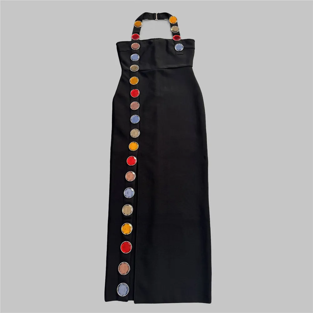 Sexy Strapl Diamant Embedded Wrap Dr Abend Par Abnehmen Ele Schlitz Langen Rock Abendkleid Hohe Taille Zipper Sle