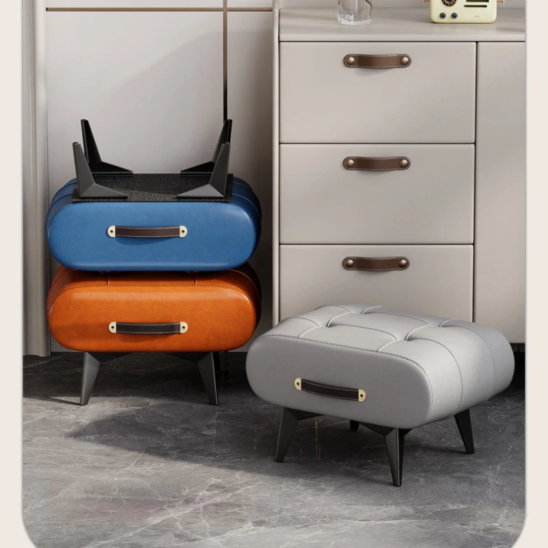 Foldable Foot Stool Extra Thick PU Leather & High-Density Foam, Portable Ottoman for Living Room/Bedroom/Office, Non-Slip Base image 3