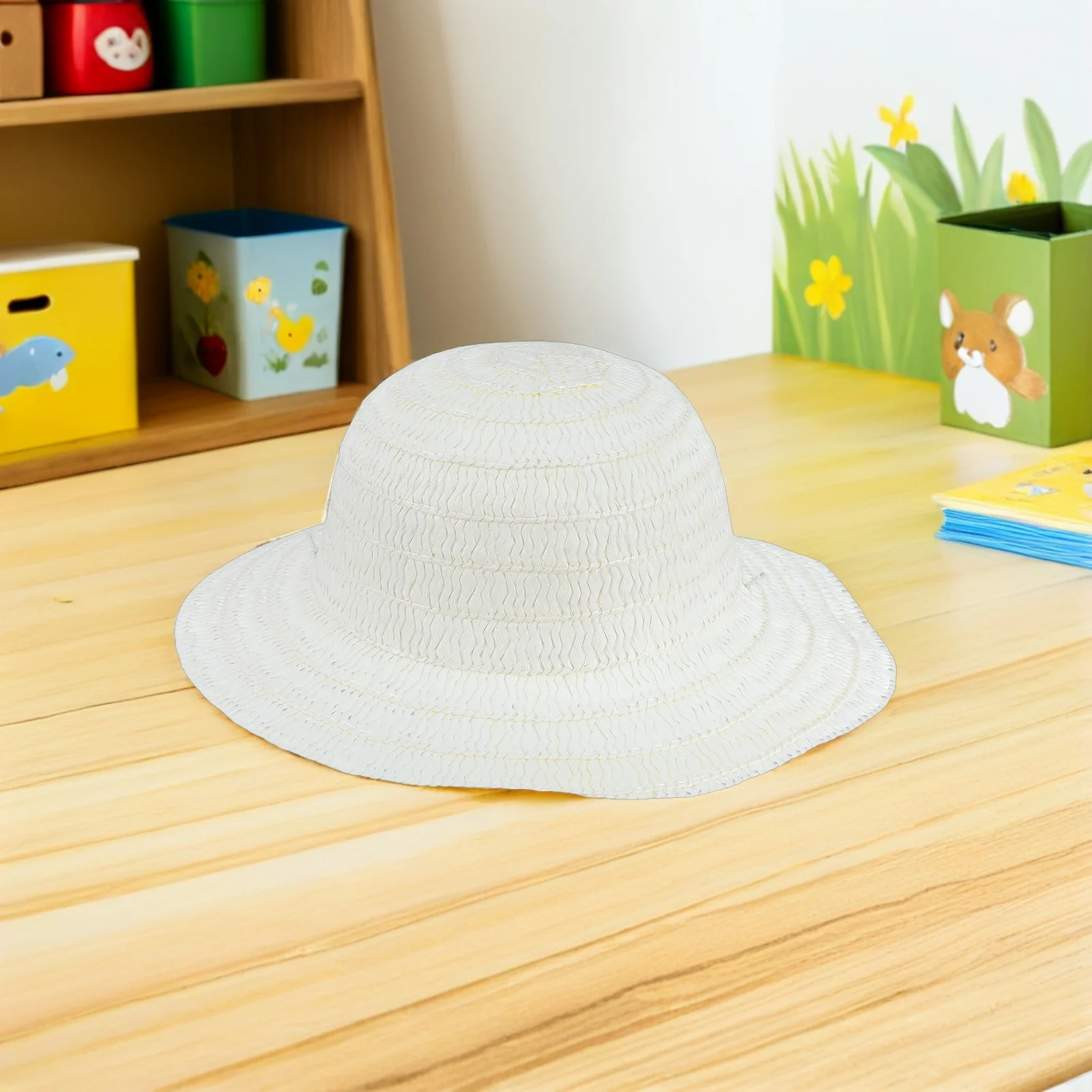 12pcs Kids Diy Straw Hats Blank Paintable Sun Caps For Craft Party Farm Costume Outdoor Summer Child Straw Cowgirl Hat Hand