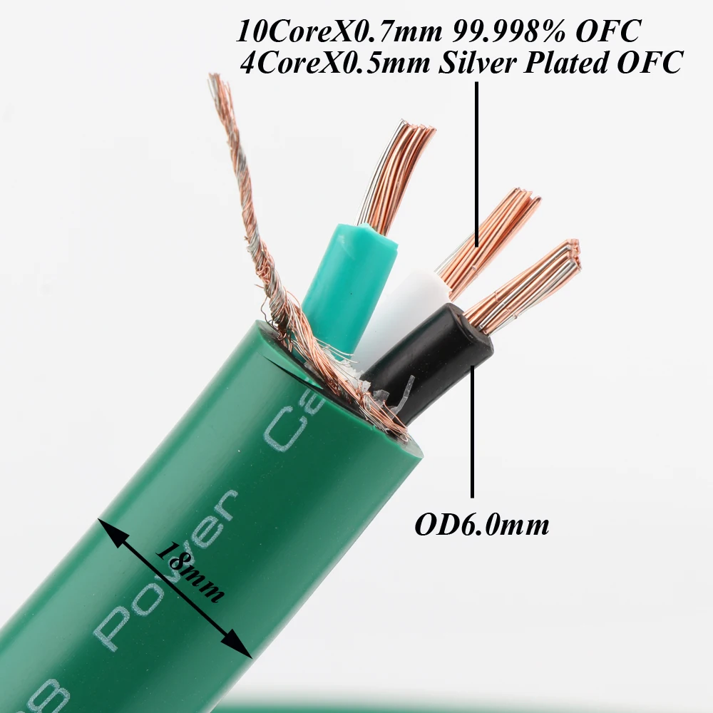 Hi-End 2328 5N Prata chapeado cobre puro trança AC cabo de alimentação 11AWG hifi núcleo de alimentação Audiophile linha principal cabo