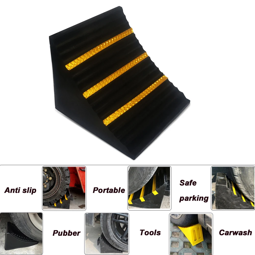 1PC Car Trailer Wheel Chock Triangular Anti Slip Blocks Parking Wedges Rubber High Strength Car Stopper Wheel Alignment Block