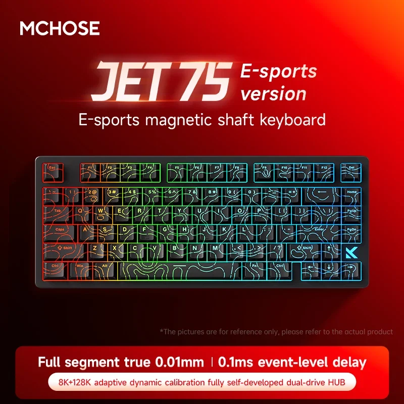 

Механическая клавиатура MCHOSE Jet 75, 8 К, магнитный переключатель с низкой задержкой, прокладка для киберспорта, индивидуальная проводная игровая клавиатура