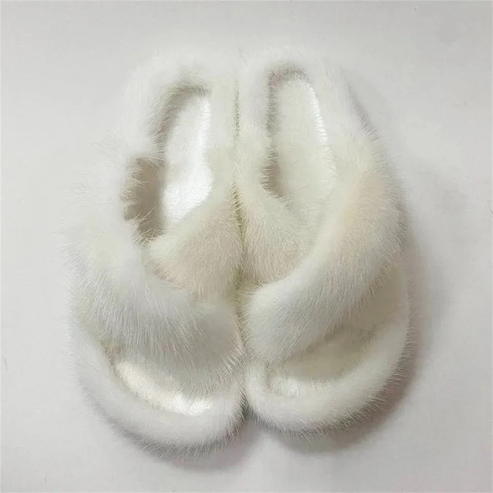 Flauschige Echte Nerzfell-Damenhausschuhe für Innenbereich Herbst Winter Luxus-Designer-Slipper Lässige Hauspantoffeln aus Flauschigem Nerzfell – Detail 13