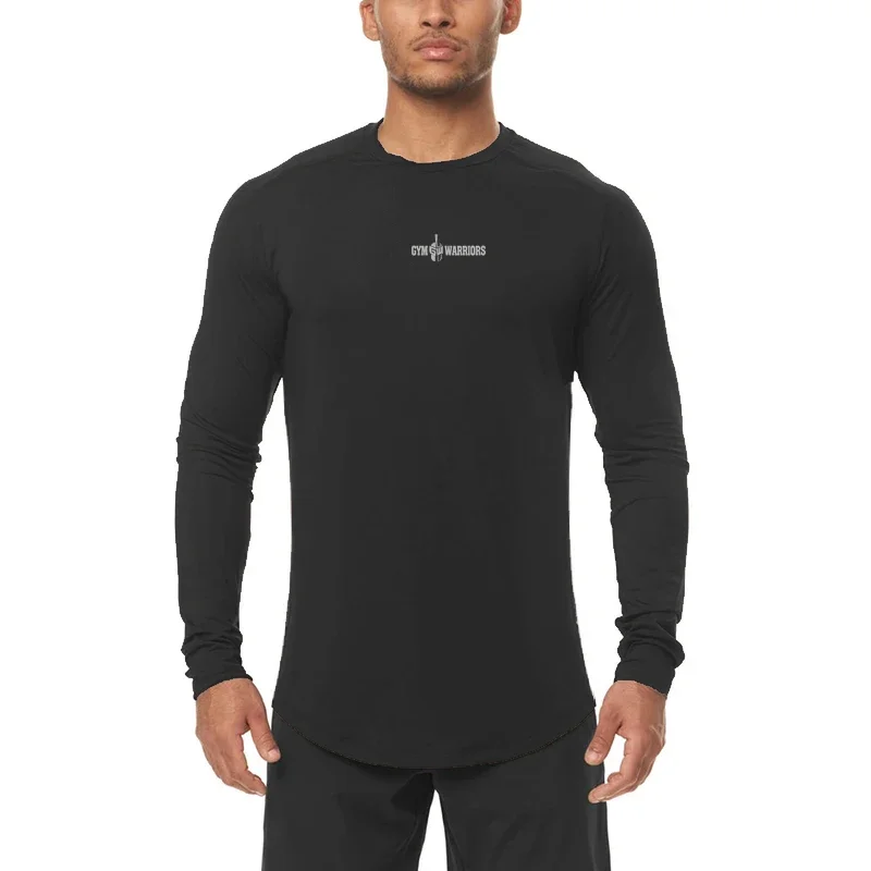 

Gym Fitness Long Sleeve Tops Tight Men's Running SportBreathable Quick Dry Bodybuilding Workout High Elastic T Shirt