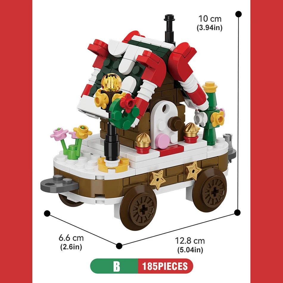 Feliz natal trem papai noel trenó transporte árvore de natal blocos de construção montagem tijolos brinquedos presente natal das crianças