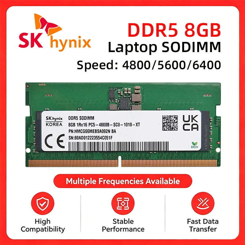 Kit de Atualização de RAM para Laptop SK Hynix DDR5 8GB SODIMM