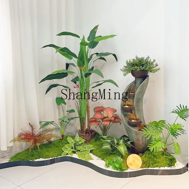 

ZYY circulating water indoor water system landscape simulation green plant landscaping courtyard decoration landing