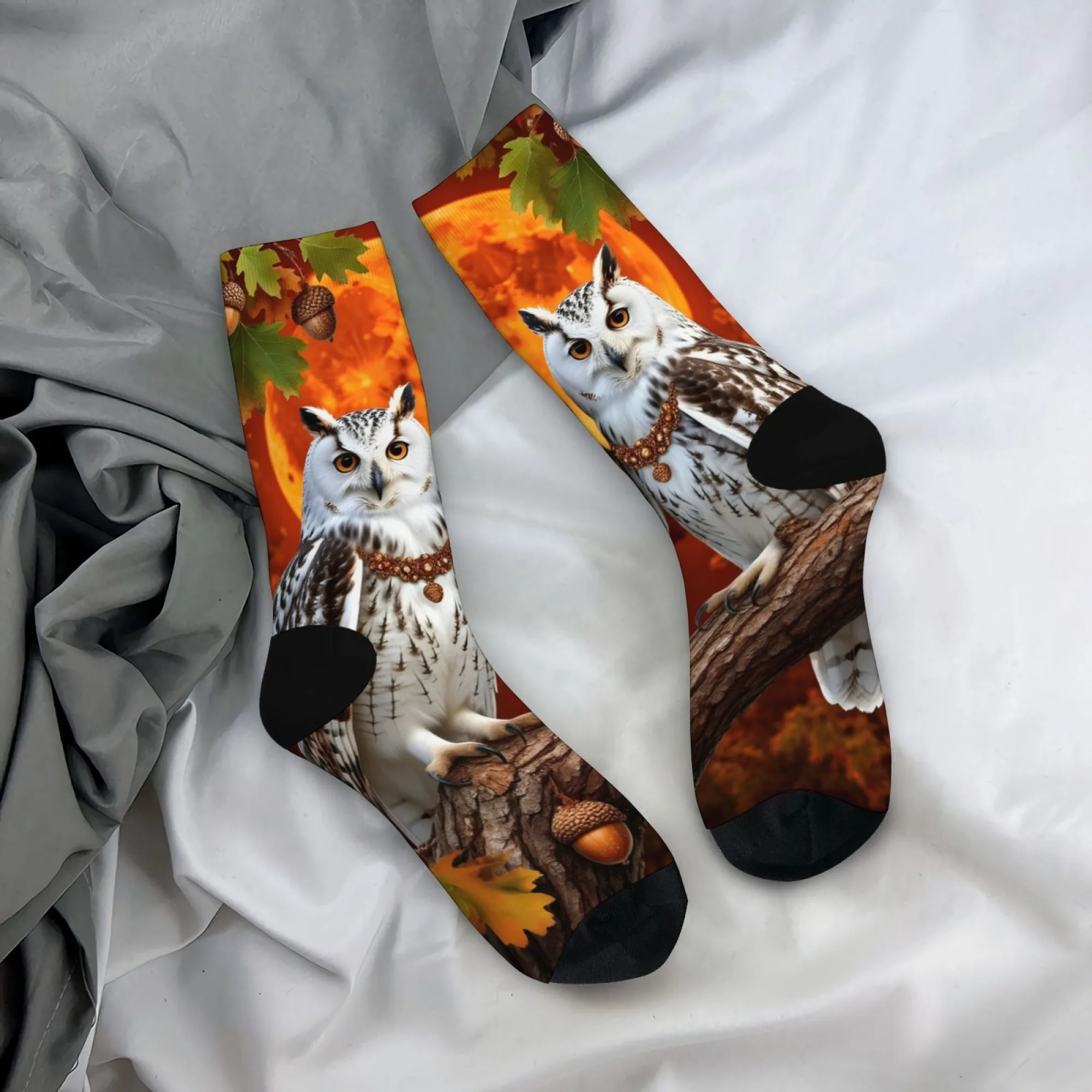 

Носки унисекс «Зачарованный лес», стильные забавные теплые носки с принтом «Мистическая сова» и снежинками, новинка, рождественские чулки