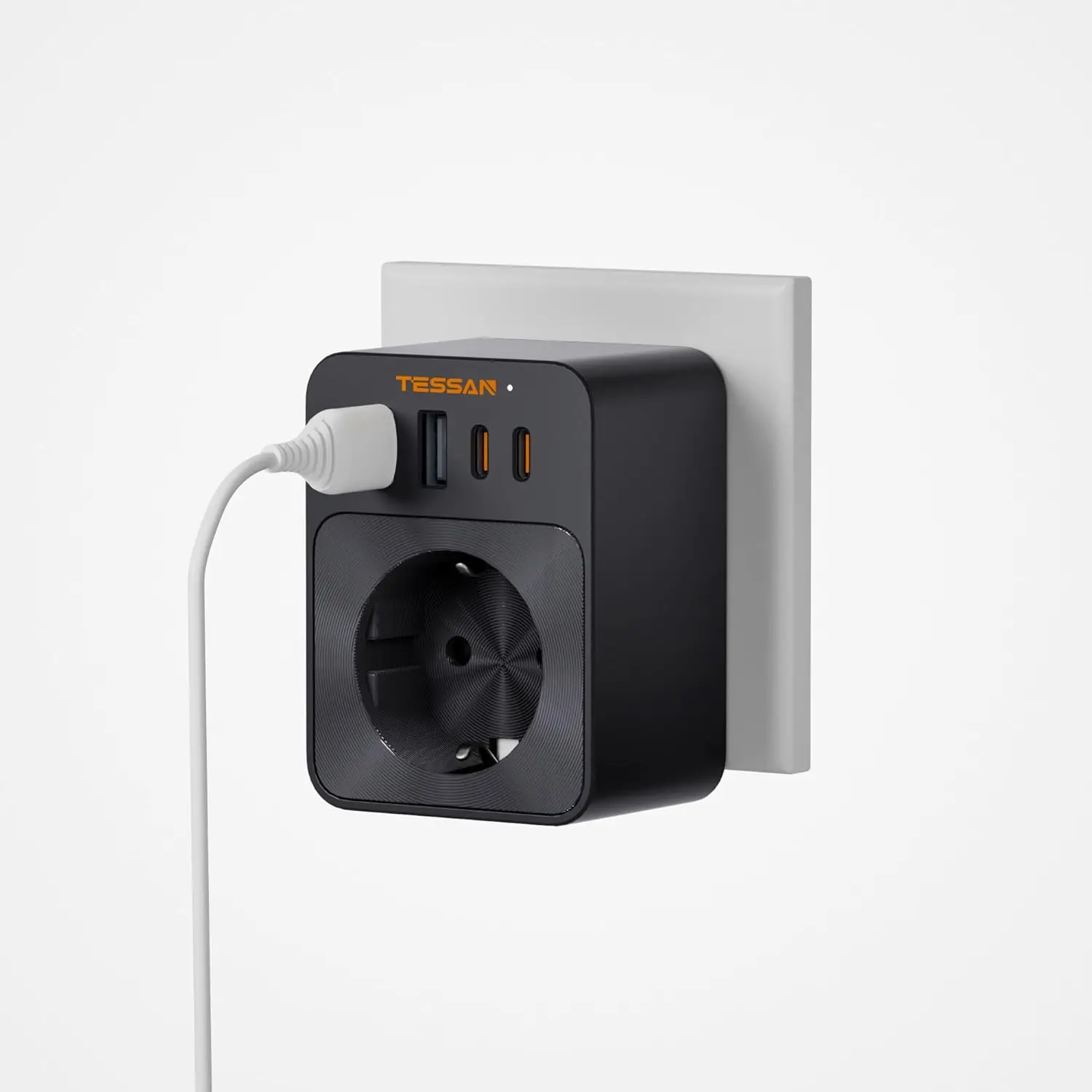 TESSAN 30W Wall USB Socket Adapter 3600W with 1 AC Outlet 4 USB Ports for Home Office Compact Multiple Adapter Plug Black