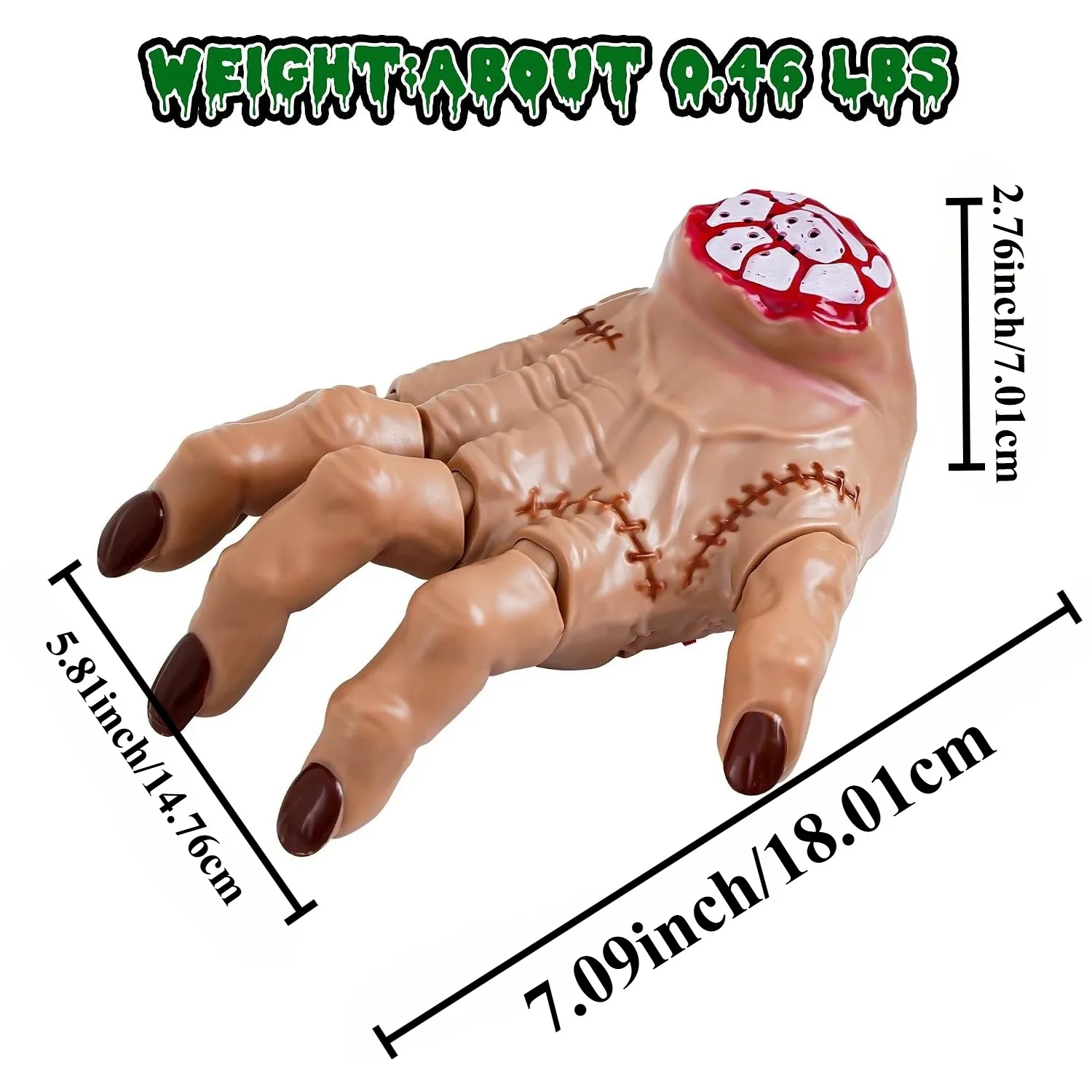 Thing Hand Toy RC Crawling Hand with Lights Music & Moving Fingers Life Size Remote Control Halloween Animatronic Decorations