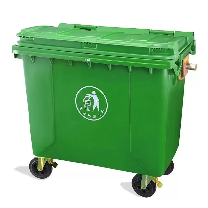 

Iron, trash can, community, property, large size, sanitation, trolley, metal, thickened, mobile, outdoor, trash can.