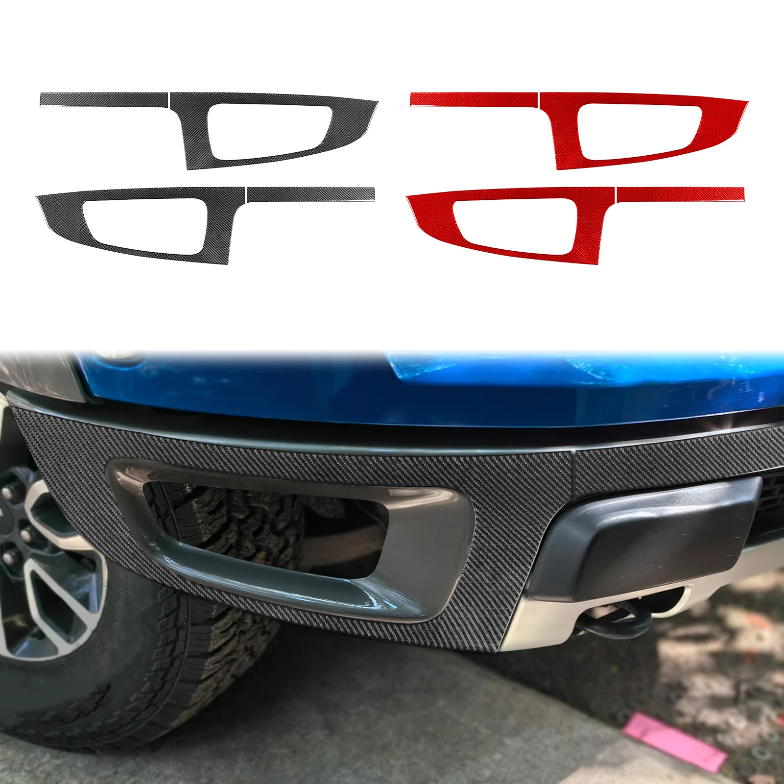 For Ford F-150 Raptor 2009-2014 Car Exterior Trim Accessories Real Soft Carbon Fiber Stickers Front Bumper Sides
