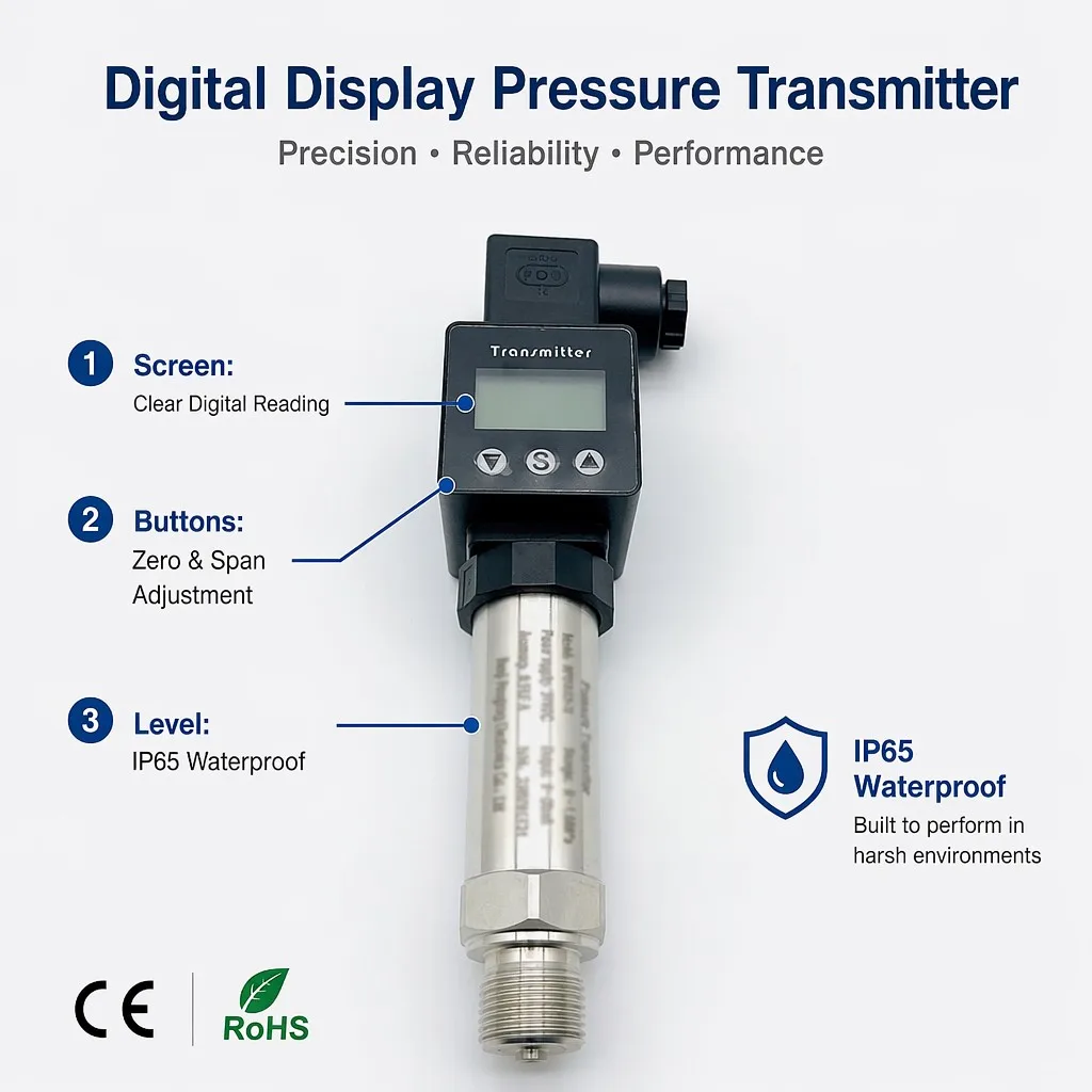 0.1second fast response,instantaneous impact resistance, IP67 protection grade, 304SS material differential pressure transmitter