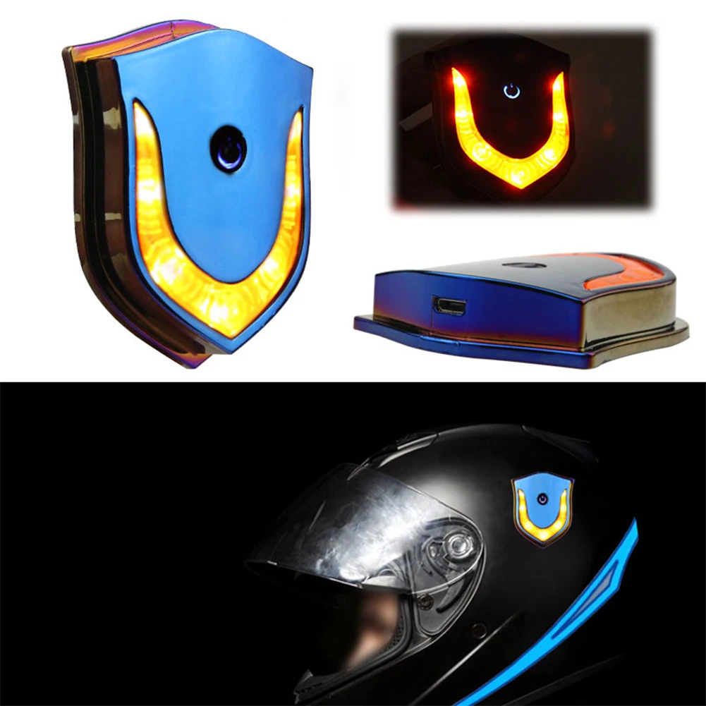 LED Motorcycle Helmet Light USB Rechargeable Cordless Riding Light Safety Signal Warning Lamp for Night Riding Accessories
