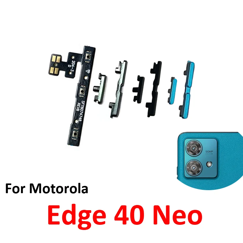 Phone Power Volume Button For Motorola Moto Edge 40 Neo New On Off Up Down Key Internal Flex Cable Repair Parts Black Blue Green