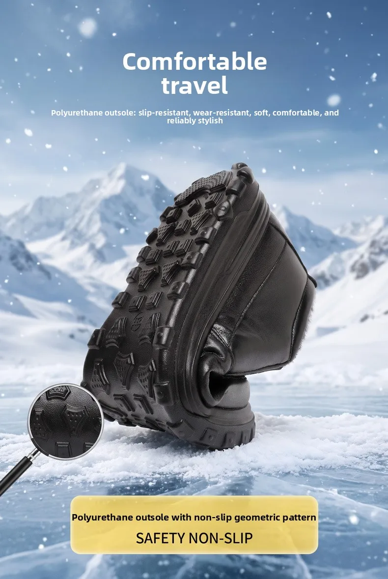 Herren Winter Slip-On Schuhe Wasserdicht Dick Plüsch Gefüttert Warme Casual Loafer Rutschfeste Plattform Schneestiefel – Detail 5