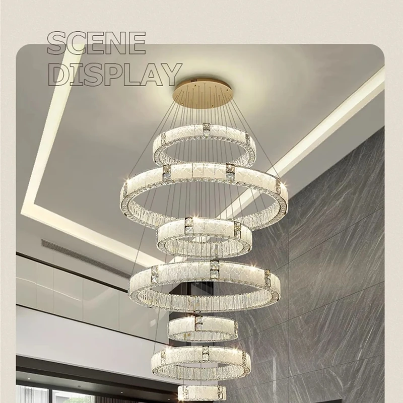 

Villa Duplex Floor Pendant Light Modern Minimalist Hollow Mezzanine Loft Luxury New High-ceiling Living Room Large Pendant Light