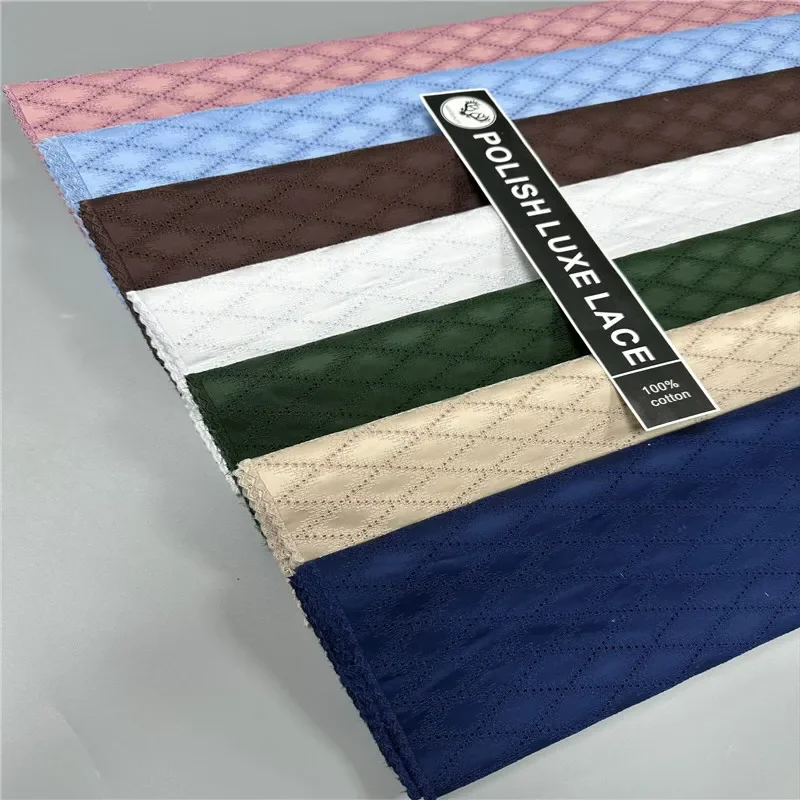 

5 Yards Nigerian Cotton Polish Satin Embroidery Fabric High Quality Swiss Voile Lace Material For Men Dubai Style 10L19703