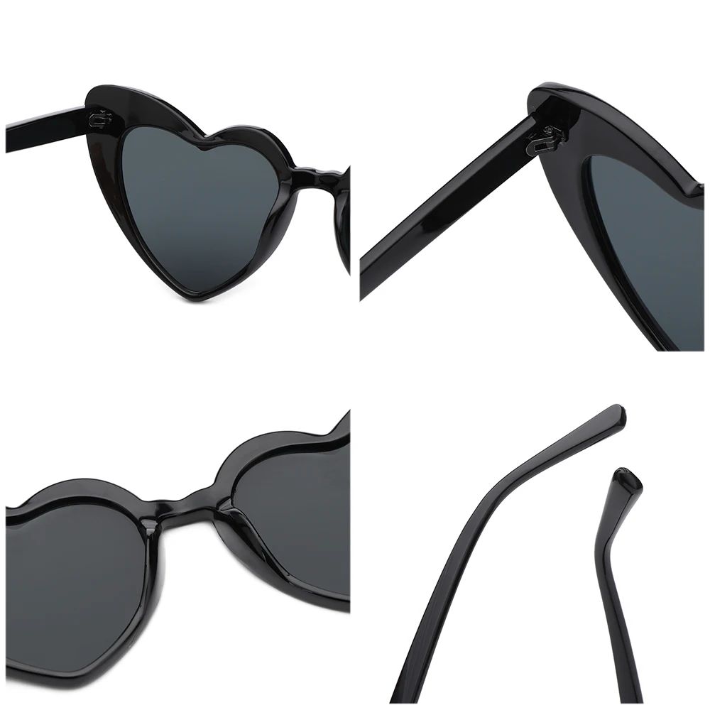 Retro Women Clout Goggle UV400 Protection Eyewear Vintage Sunglasses Heart-Shaped Sunglasses