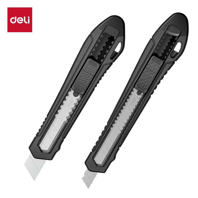Deli Heavy Duty Utility Knife, Retractable Sharp SK5 Carbon Steel Blades, 9mm/18mm Cutter for Cardboard Cartons, Office Supplies