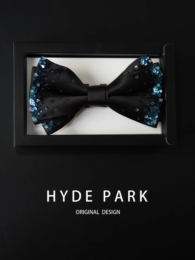 High quality pearl studded dress accessories with double layered bow tie black collar bow