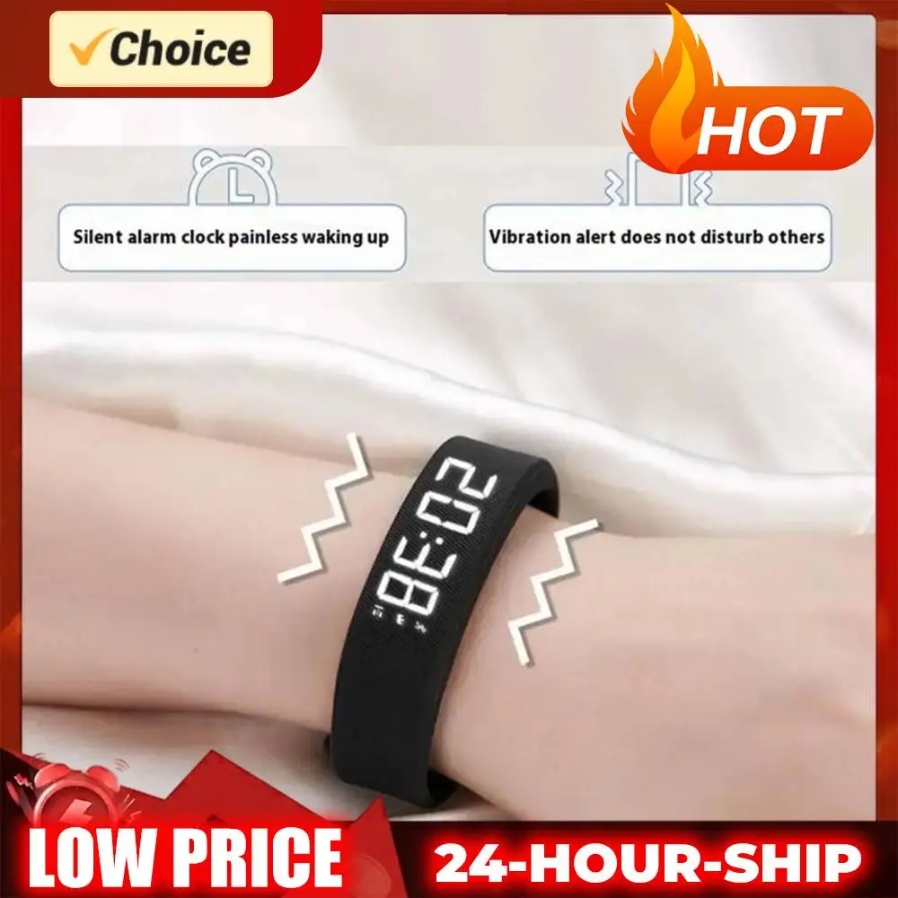 

Вибрационный браслет-будильник с шагомером и счетчиком шагов, бесшумные вибрационные браслеты, перезаряжаемые, для тех, кто сильно спит, студентов