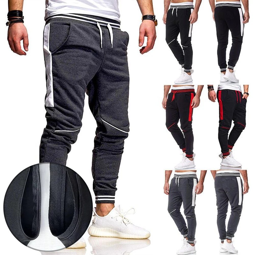 Tether Belt Casual Pants Men's Sweatpants Invisible Open Crotch Outdoor Sex Running Fitness Basketball Trousers Fashion Splicing