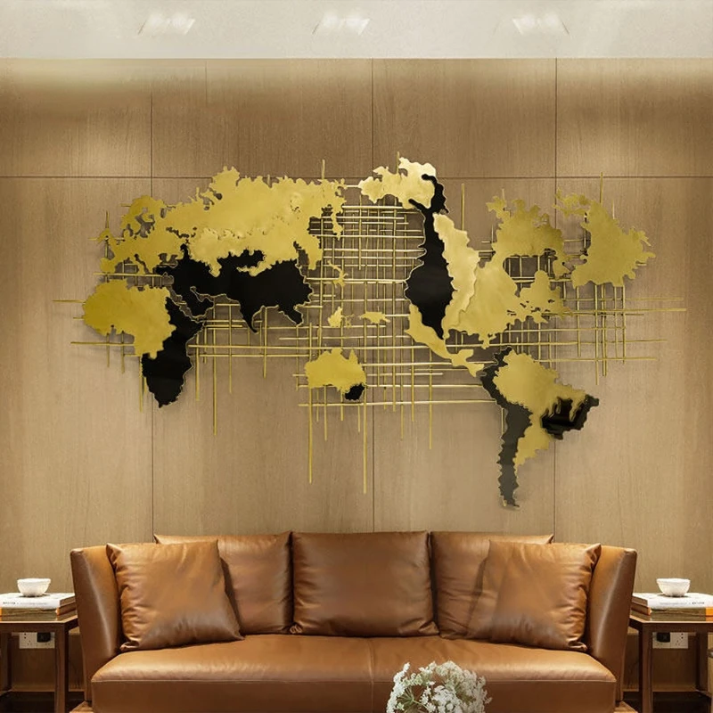 Handmade Home Decoration 3D Large Wall Hanging Decor Metal World Map