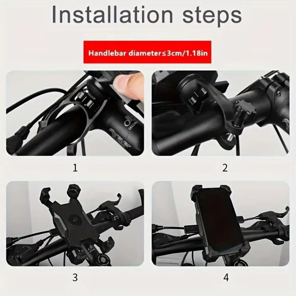 

360° Rotation Electric Bicycle Phone Holder Non-slip Shockproof Motorcycle Phone Mount Universal Four-claw Cycling Phone Holder