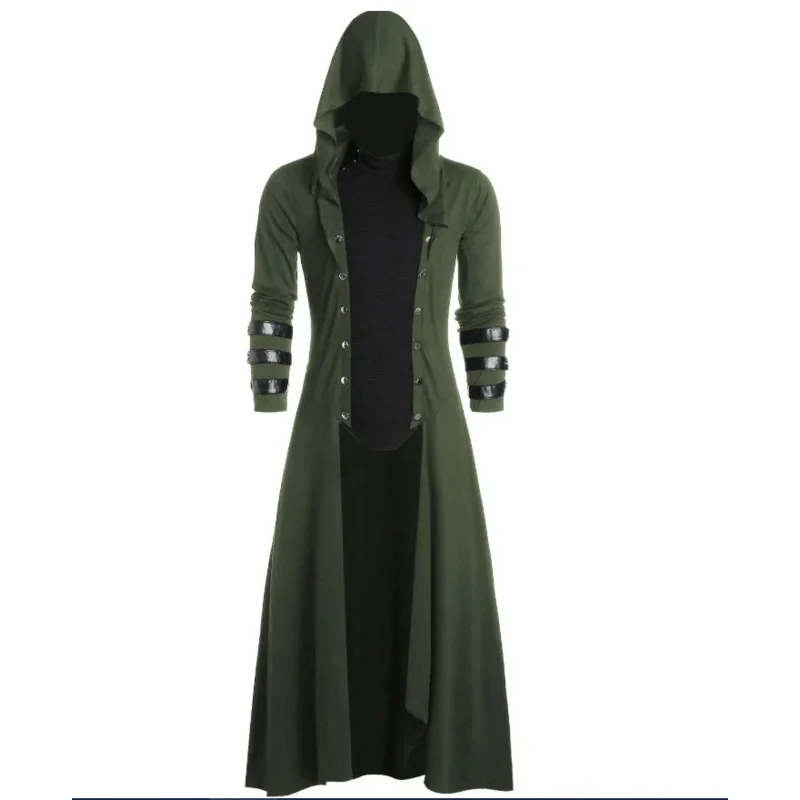 Abrigo Medieval victoriano con capucha para hombre y mujer, ropa gótica larga, Steampunk, creador de vampiro excavado, disfraces de Cosplay para Halloween