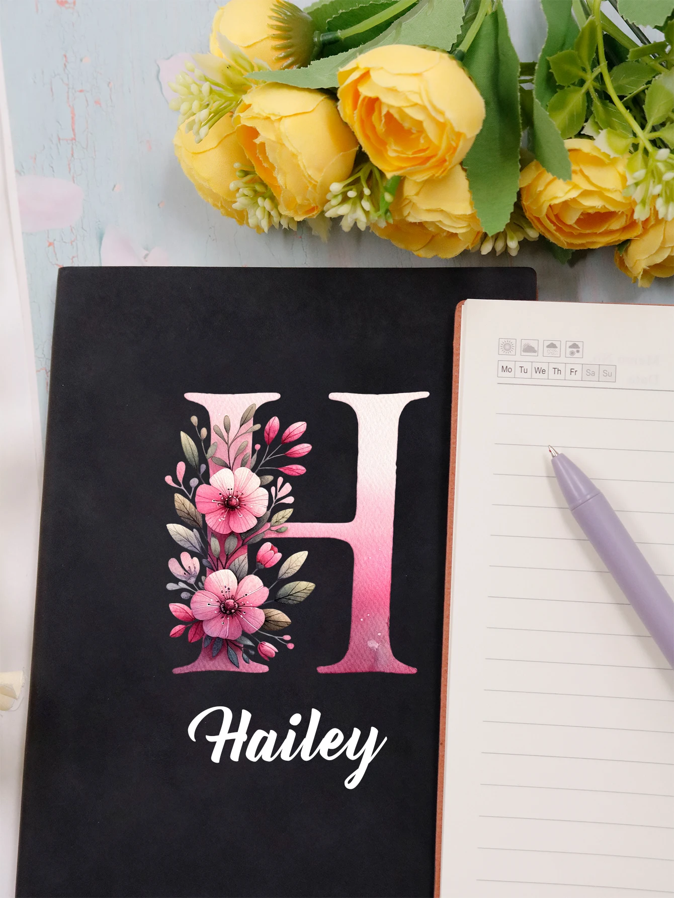 Picture 3: Custom Alphabet Flowers Journal,Personalized Name Notebook,Customizable Notebooks For School,Notebooks For Work,Birthday Gifts