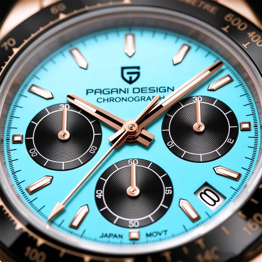 New V2 PAGANI DESIGN 40MM VK63 Mov Luxurious Men Quartz Watches Sapphire Glass Retro Chronograph Stainless Steel Waterproof Watch Men Gift Watches