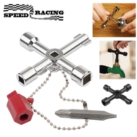 4 Way Cross Key Electrical Cabinet Key Utilities Key Triangle Wrench Plumber Keys for Faucet, Gas Meter, Valve, Spigots Opening