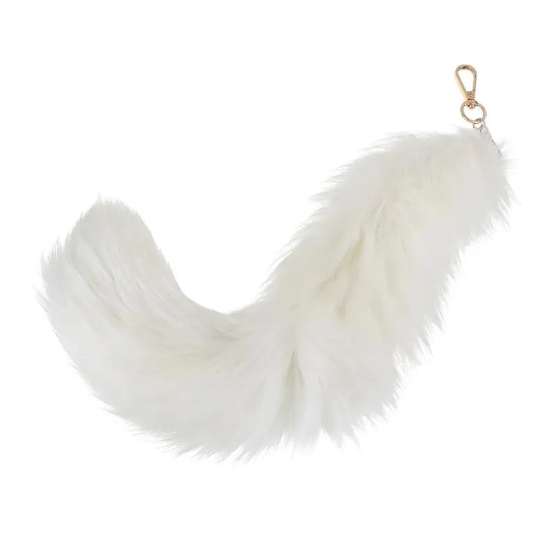 38cm großer, flauschiger Kunstfell-Fuchsschwanz-Schlüsselanhänger, Therian-Schwanz, Fuchsschwanz-Schlüsselanhänger, Pelzanhänger, Schlüsselanhänger, Geschenk für Frauen und Mädchen – Detail 4