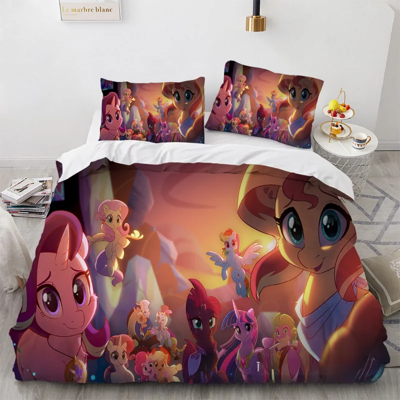 My Little Pony Bedding Set Quilt Cover Pillowcase Anime Twilight Sparkle Decor Bed Spead Bedroom Duvet Cover Bedding Suit Gift