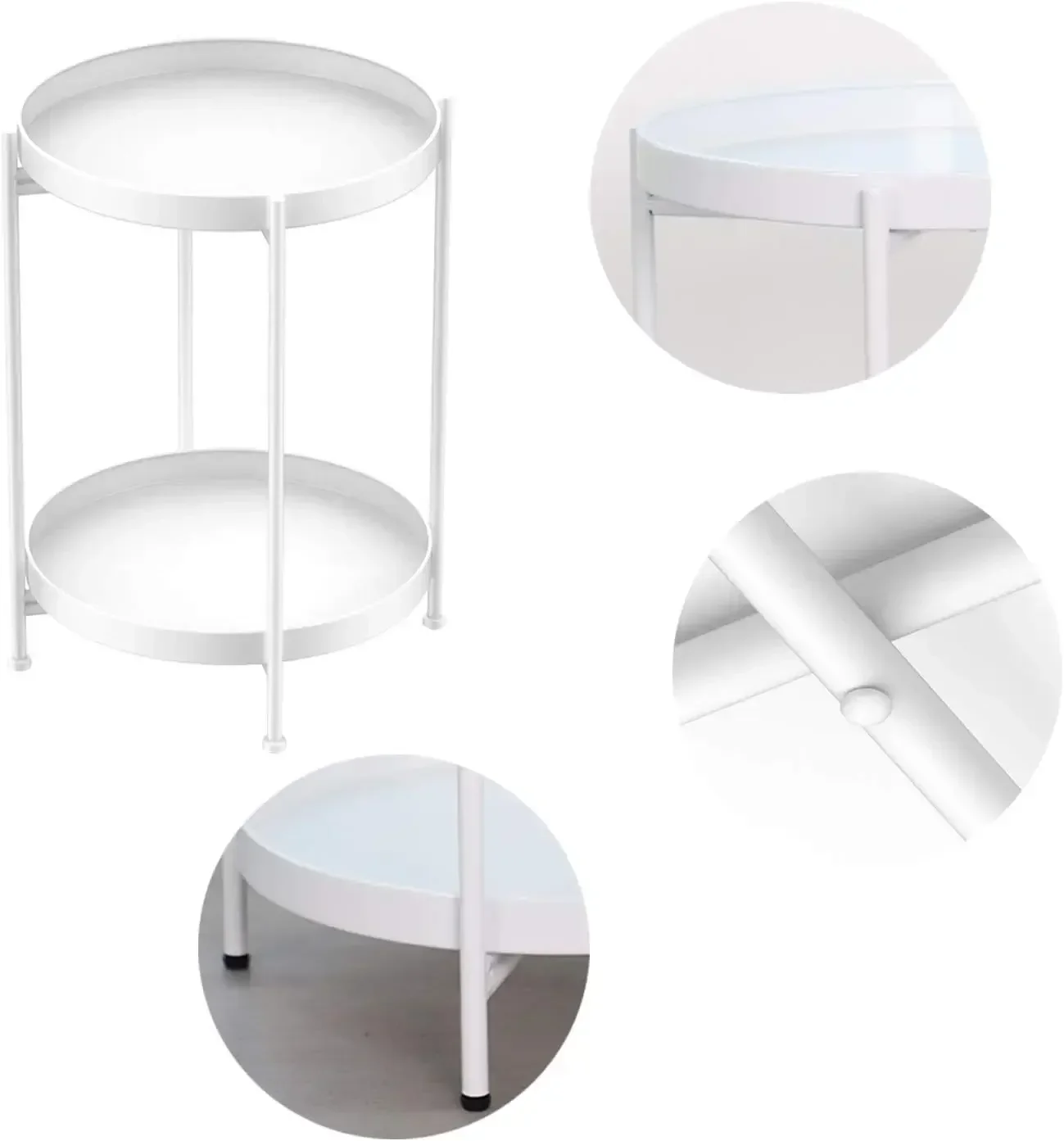 Art Deco Metal Frame Bedside Table Compact Size Extendable No Tools Required Step by Instructions for Family Room Rust Proof