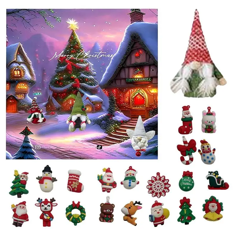 Christmas Gnome Advent Calendar 24 Days Holiday Gift Set Christmas Countdown Calendar for Christmas Gifts (Doll style random)