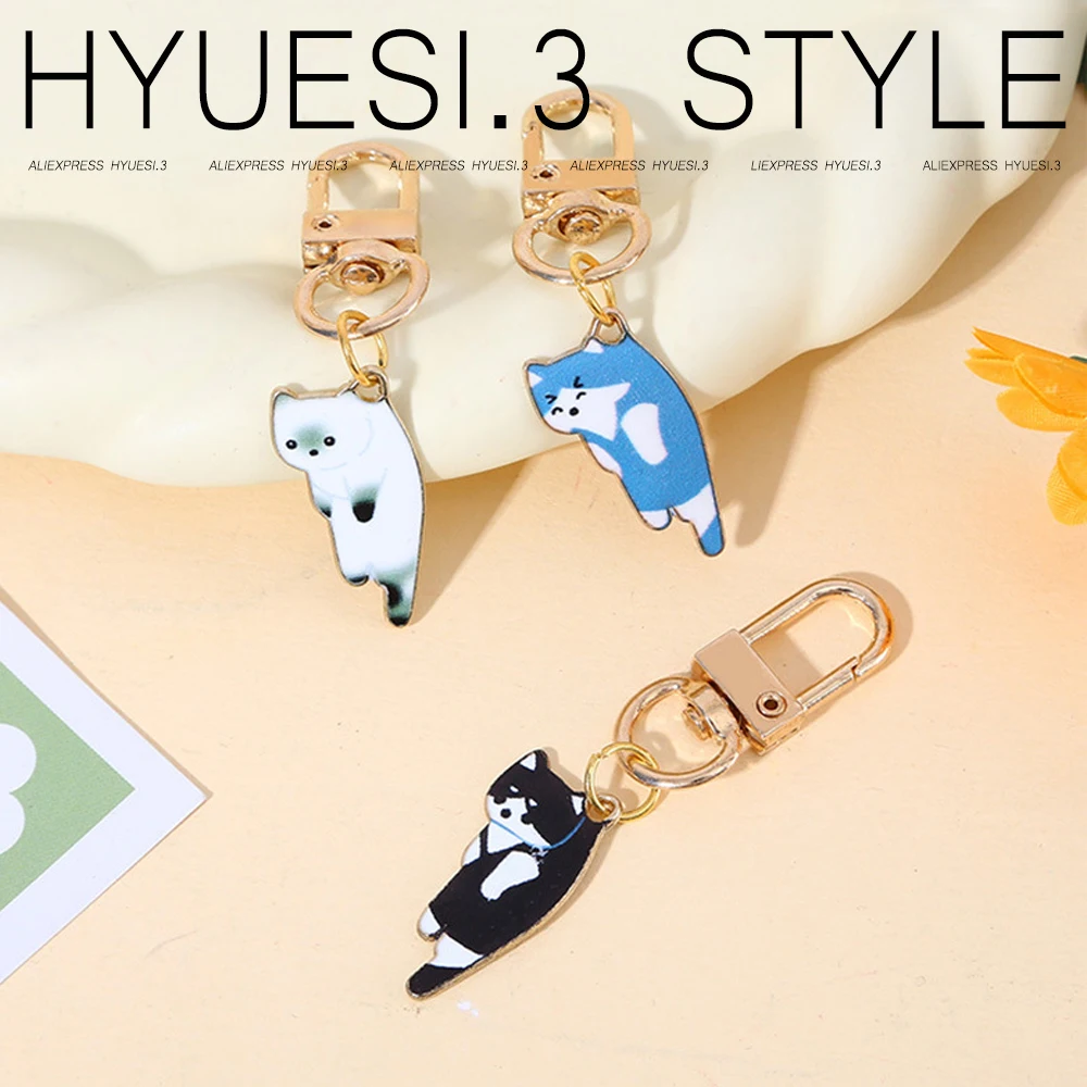 Creative Lazy Cat Keychain Mini Hanging Kitten Charms Keyrings For Student Couple Purse Handbag Mobile Phone Decoration Gifts