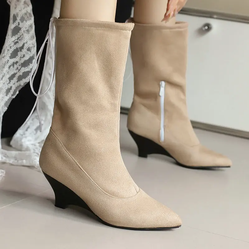 

Women's Rubber Boots Clogs Platform Wedge Shoes Rain High Heel PU Fabric Cotton Women's Rubber Boots Wedge Shoes Clogs Platform