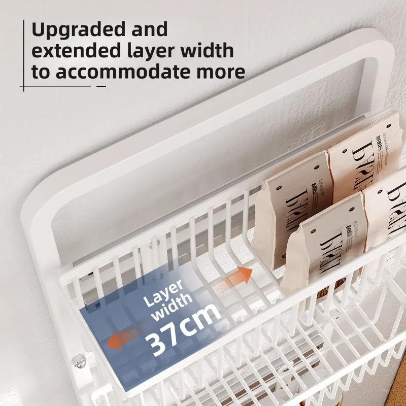 Refrigerator Side Gap Storage Rack Pull Out Narrow Kitchen Basket Wall Mounted Sliding Spice Rack Space Saving Kitchen Organizer