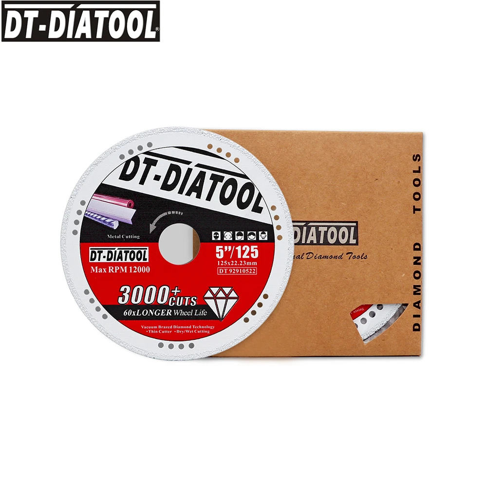 DT-DIATOOL 다이아몬드 톱날 금속 스틸 튜브 다리미 철근 컷 오프 휠 블레이드 다리미 커팅 디스크, 직경 5 인치, 125mm, 1 개, 2 개, 5 개