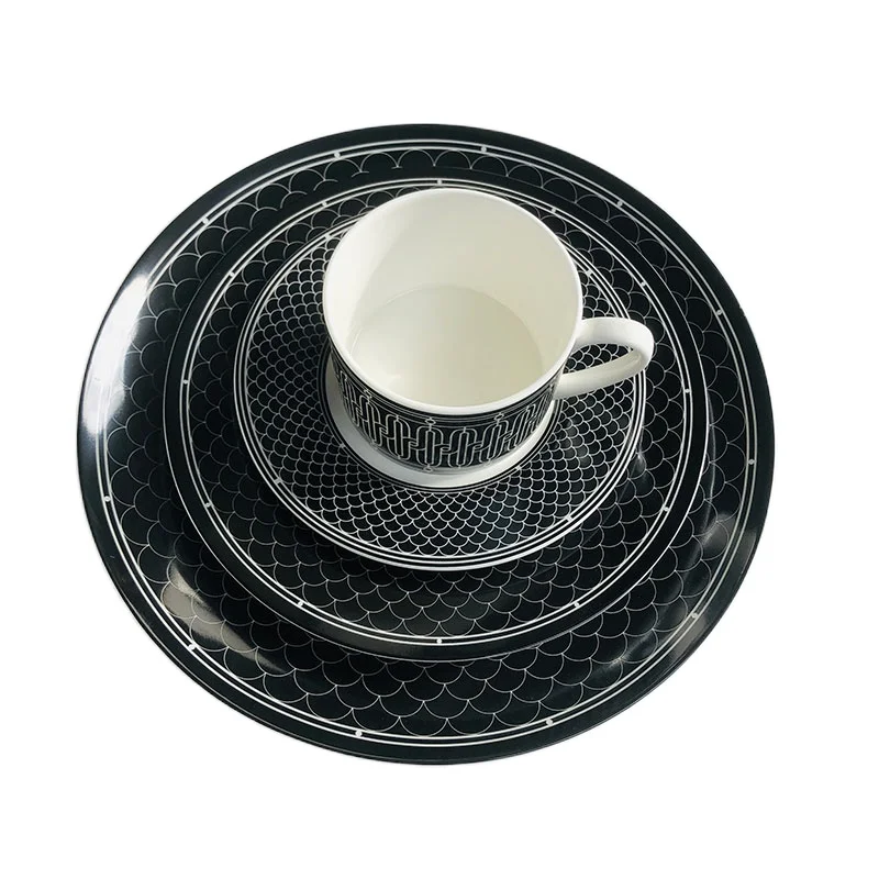 2022 New Arrival Black Porcelain Dinner Plates Bone China Cup and Saucer Dessert Bread Dishes Luxury Home Decor Gifts