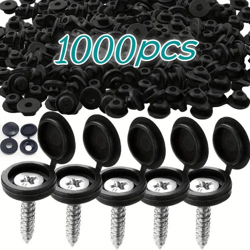 1000pcs Hinged Plastic Screw Cap Cover Fold Snap Protective Cap Button For Car Furniture Decorative Nuts Cover Bolts Hardware