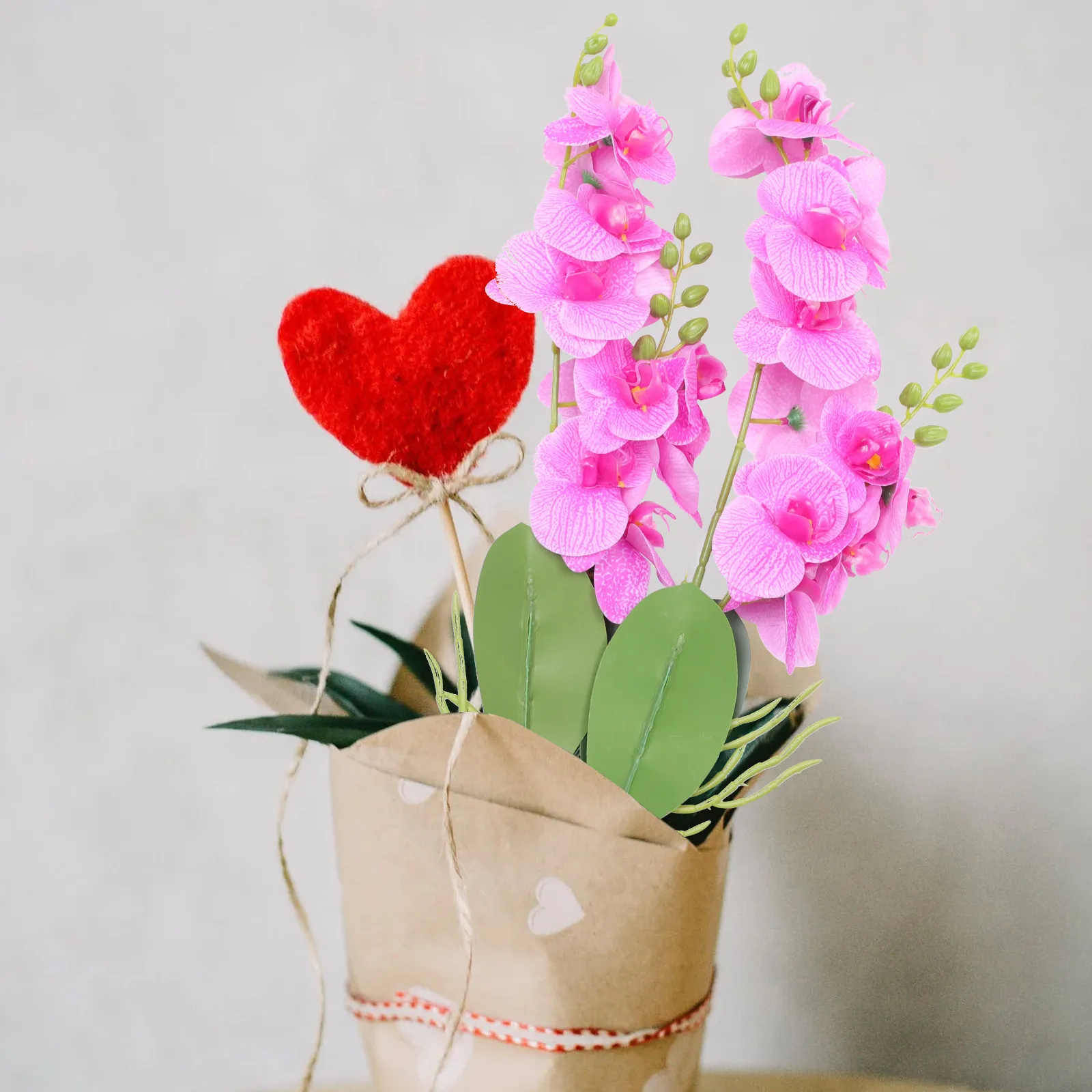 2 pièces de fleurs artificielles de Phalaenopsis, tiges en plastique, courbure réglable, orchidée de simulation pour mariage, maison, bureau, panier de fleurs
