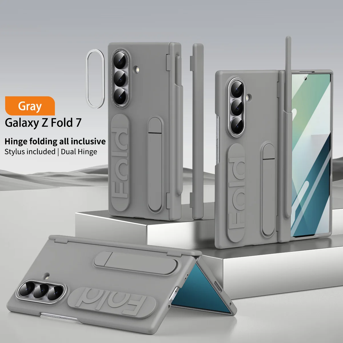 

case for Samsung Z FOLD 7 6 Wristband pen slot hinge shell film integrated protective case full coverage With Holder Kickstand